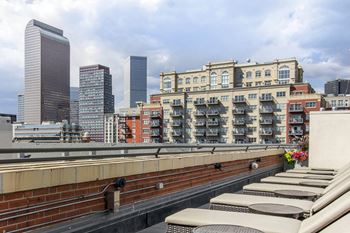 Rooftop terrace with mountain and city views